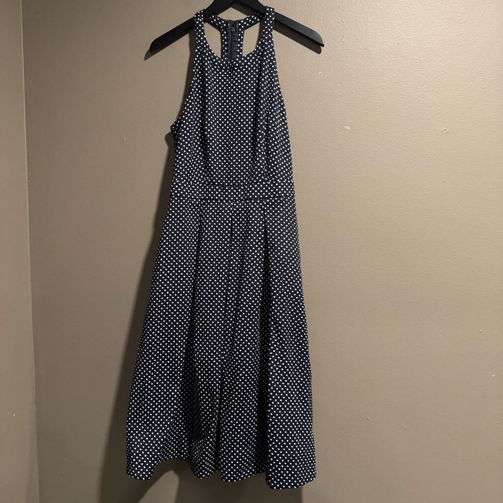The Limited Blue Textured Polka Pleated Halter Sundress Size 8